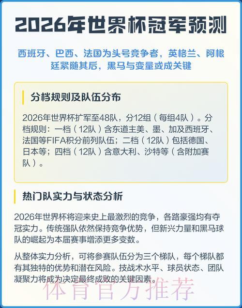 2026年世界杯竞猜预测最新平台推荐 2026年世界杯竞猜预测最新平台推荐